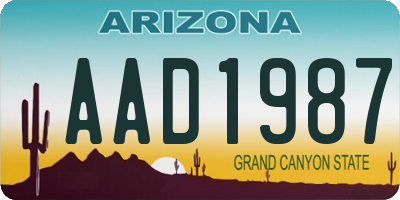 AZ license plate AAD1987