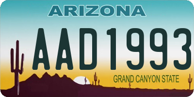 AZ license plate AAD1993