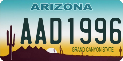 AZ license plate AAD1996