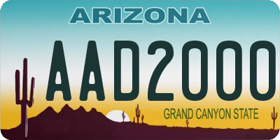 AZ license plate AAD2000