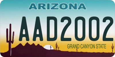 AZ license plate AAD2002