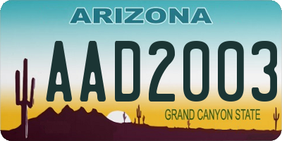 AZ license plate AAD2003