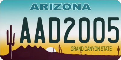 AZ license plate AAD2005