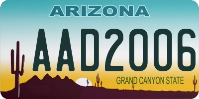 AZ license plate AAD2006