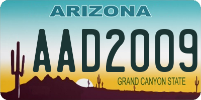 AZ license plate AAD2009