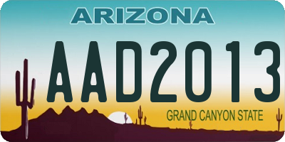 AZ license plate AAD2013