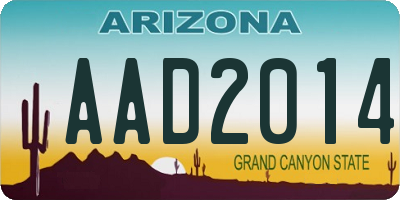 AZ license plate AAD2014