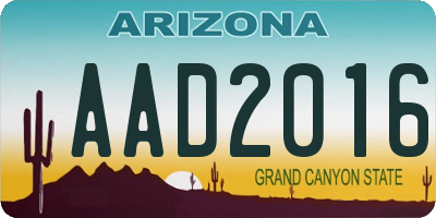 AZ license plate AAD2016