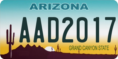 AZ license plate AAD2017