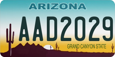 AZ license plate AAD2029