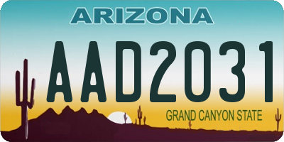 AZ license plate AAD2031