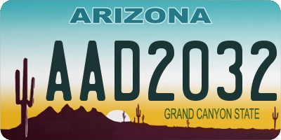 AZ license plate AAD2032