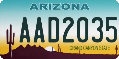 AZ license plate AAD2035