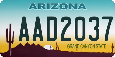 AZ license plate AAD2037