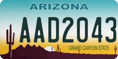 AZ license plate AAD2043