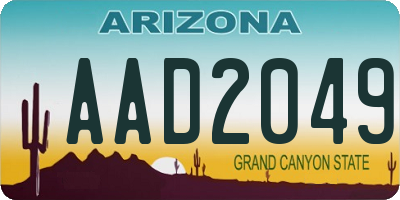 AZ license plate AAD2049