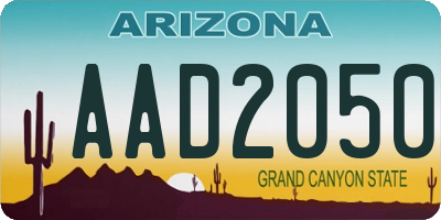 AZ license plate AAD2050