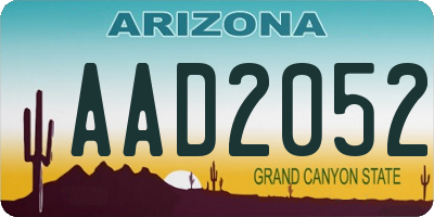 AZ license plate AAD2052