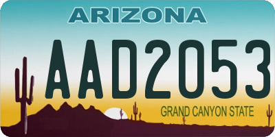 AZ license plate AAD2053