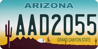 AZ license plate AAD2055