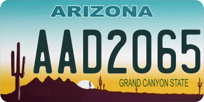 AZ license plate AAD2065