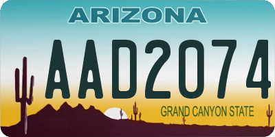 AZ license plate AAD2074