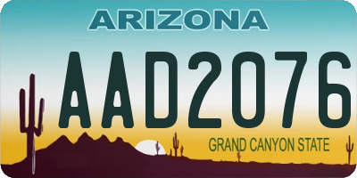 AZ license plate AAD2076