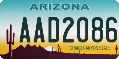 AZ license plate AAD2086