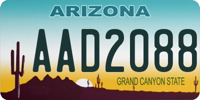 AZ license plate AAD2088