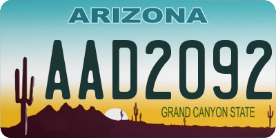 AZ license plate AAD2092