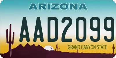 AZ license plate AAD2099