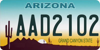 AZ license plate AAD2102