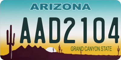 AZ license plate AAD2104