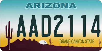 AZ license plate AAD2114