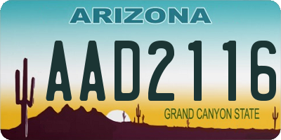 AZ license plate AAD2116