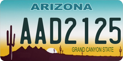 AZ license plate AAD2125