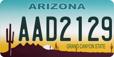 AZ license plate AAD2129