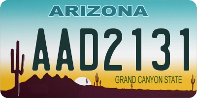 AZ license plate AAD2131