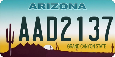 AZ license plate AAD2137