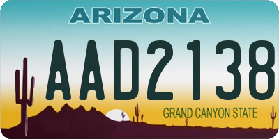 AZ license plate AAD2138
