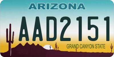 AZ license plate AAD2151