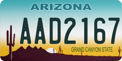 AZ license plate AAD2167