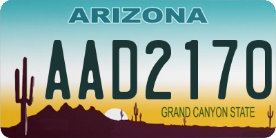 AZ license plate AAD2170