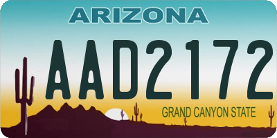 AZ license plate AAD2172