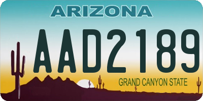 AZ license plate AAD2189