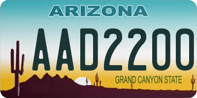 AZ license plate AAD2200