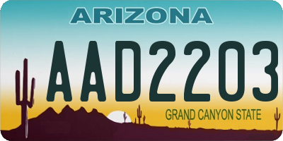 AZ license plate AAD2203