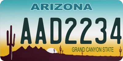 AZ license plate AAD2234