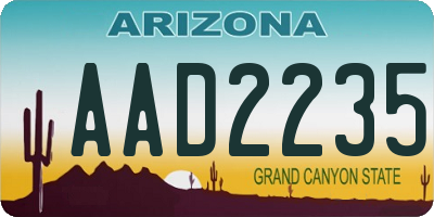 AZ license plate AAD2235