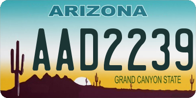 AZ license plate AAD2239